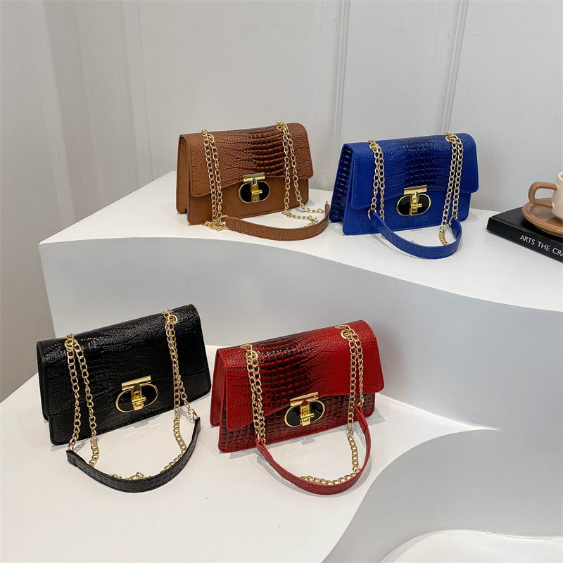 Bolso de mujer 2024 nuevo bolso de mujer popular textura bolso cuadrado temperamento casual bolso de hombro bolso de cadena bolso