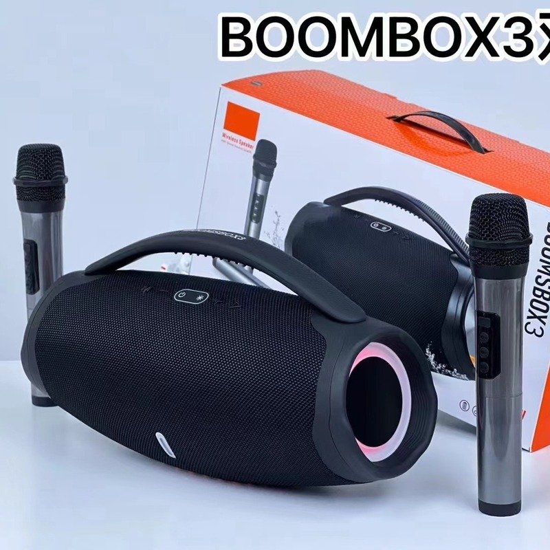 人気の Boombox3 第三世代ワイヤレスデュアルマイク Bluetooth スピーカーポータブルオーディオ 40 ワットサブウーファー|undefined