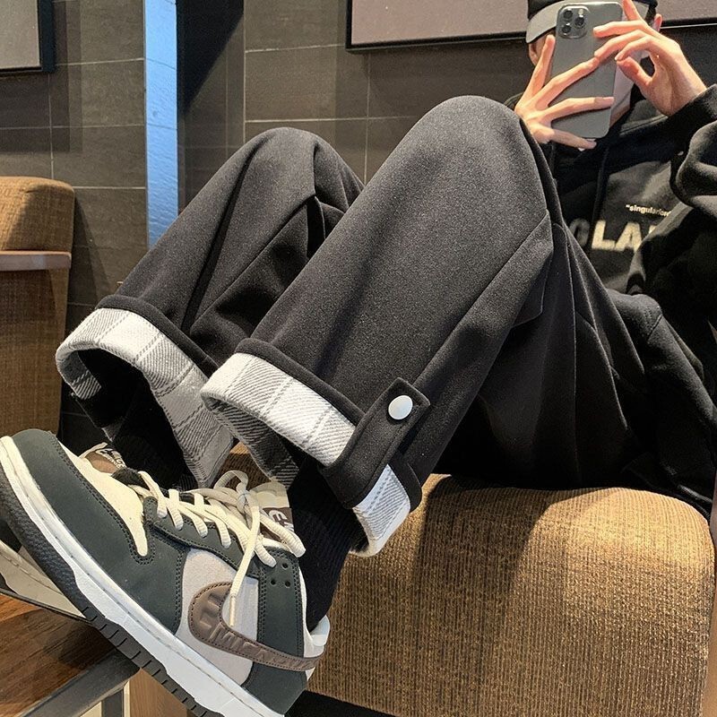 Woolen Casual Pants for Men, Trendy Brand Design, High-End Autumn Straight-Leg Sweatpants, American High Street Woolen Pants, One-Piece Wholesale