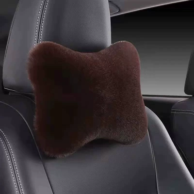 Lumbar Support Pillow, Bone Neck Pillow, Headrest - plush-headrest-brown-one