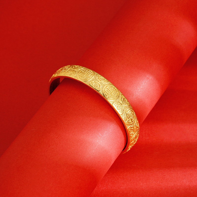 Gufa Sha Jin Fu Xiang Yun Heart Meridian Bracelet hombre y mujer tallada joyas de estilo chino auspicioso versátil aleación de cobre retro