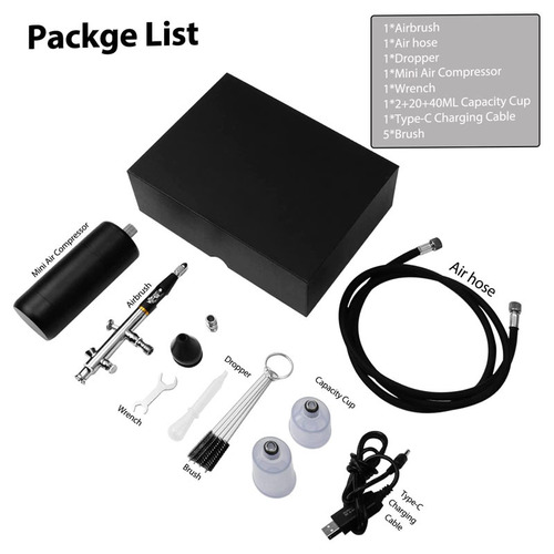 Compressor Airbrush Kit 32PSI Handheld Corded Airbrush Rechargeable Painting Tattoo Nail Art Makeup Cake Coloring