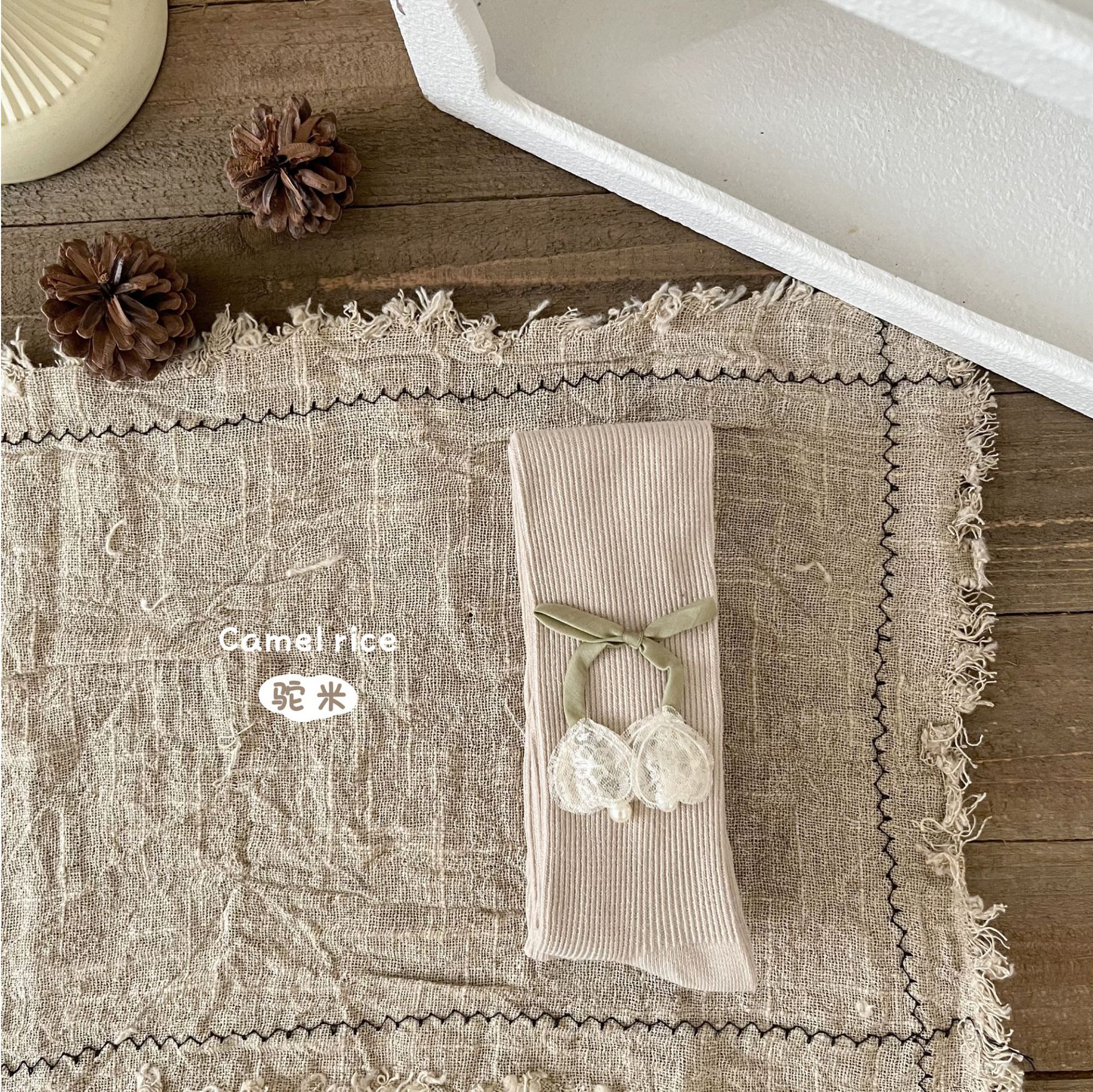 Camel-pearl and lace