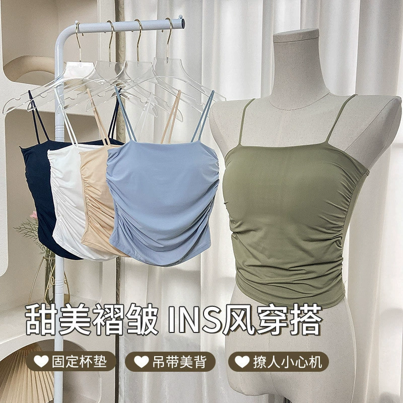 Сетка красная ледяная шелковая складка на спине нижнее белье женское без стального кольца с нагрудным ковриком