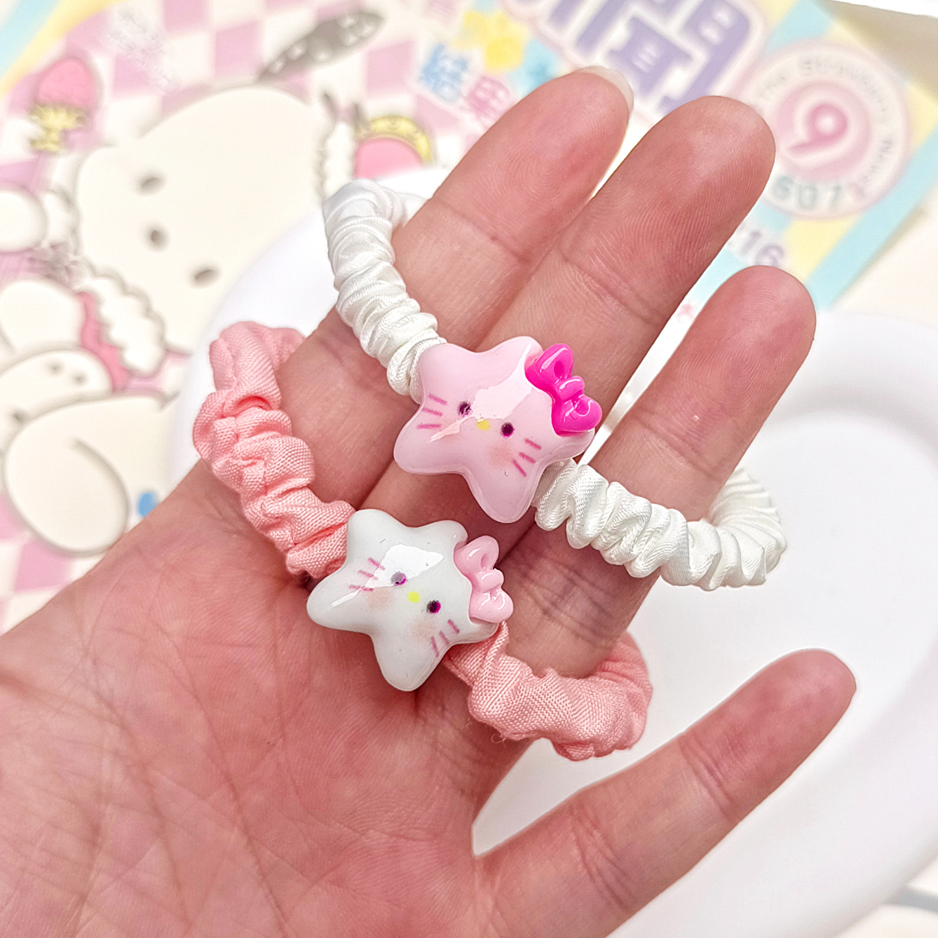 귀여운 스타 헤어 루프 여성의 높은 탄성 페이온 고무 텐트 헤어 로프 달콤한 소녀 헤어 로프 내구성 헤어 액세서리