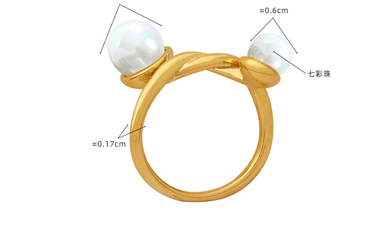 Fashion Geometric Titanium Steel Rings Plating Artificial Pearls Stainless Steel Rings