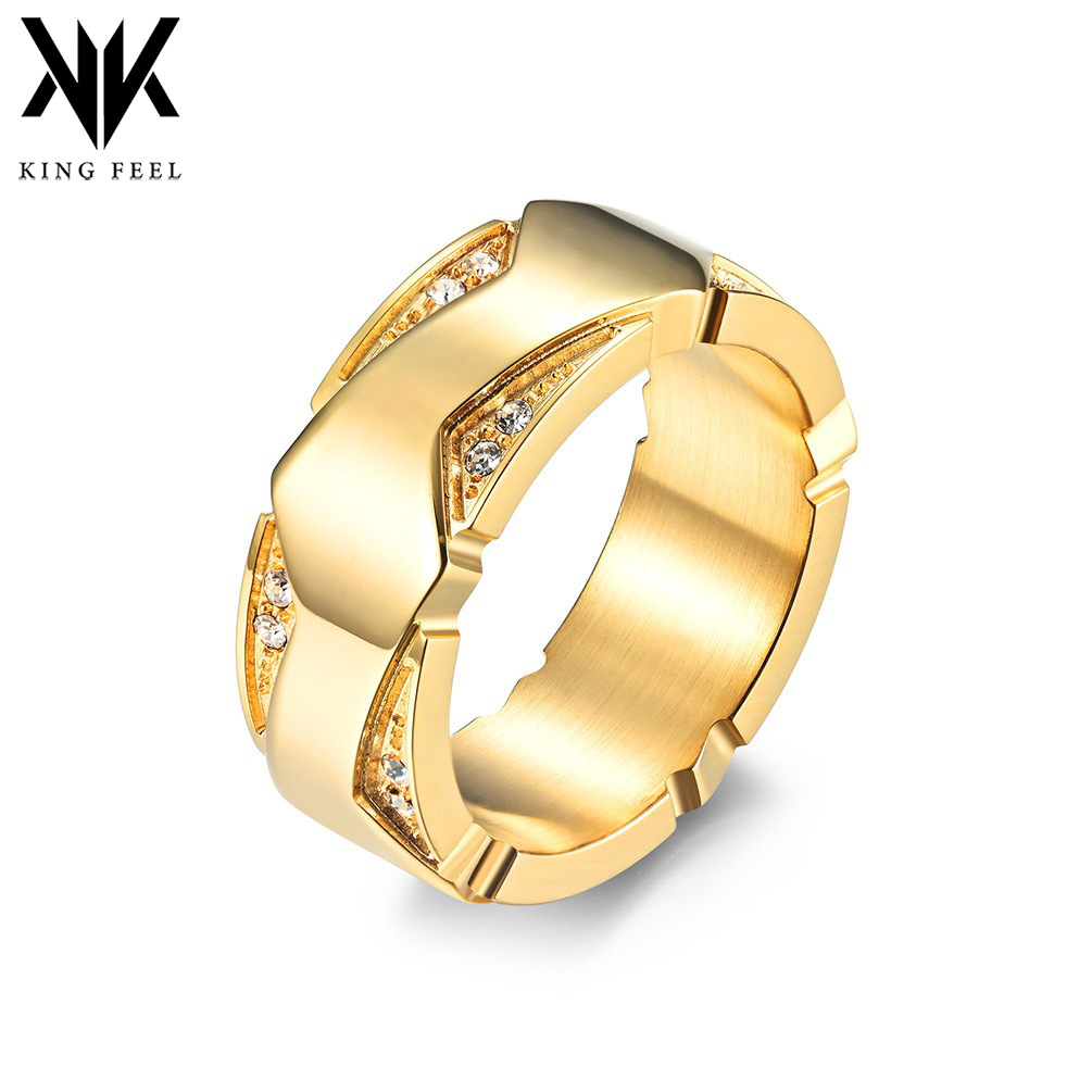 Cross-border e-commerce source titanium steel plated 18K gold stick diamond ring Chaozhou men and women couples wedding engagement ring ring