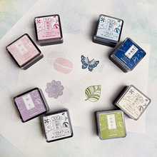 日本旗牌Shachihata印泥油性颜料色模样和风mini多彩手帐印台全29