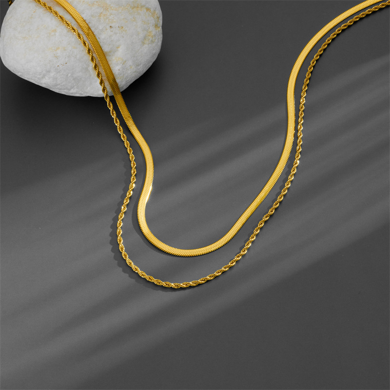 Daily Occasion 304 Stainless Steel Material Geometric Pattern PVD Coated Real Gold Plated 18K Gold Geometric Titanium Steel Simple Style Waterproof Non Tarnish Titanium Steel Necklace