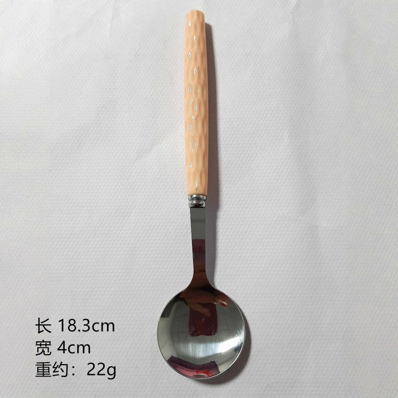 新款塑料手柄不锈钢勺叉高颜值糖果色不锈钢勺叉家用创意西餐叉勺|undefined
