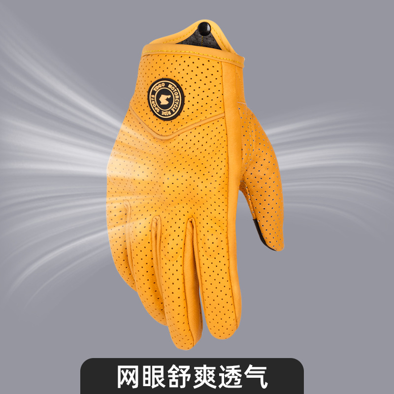 Guantes de motocicleta, cuero, conducción transpirable, motocicleta, equipo de caballero de carreras, anti-caída para hombres y mujeres image 5