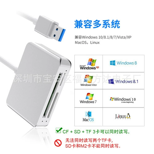 USB3.0/Type-C до_CF/SD/TF/M2 Многофункциональный считыватель карт 2 порта TF, пять портов