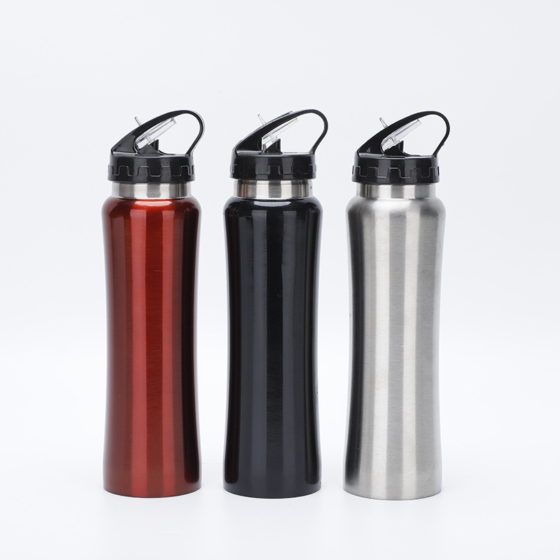 De Acero inoxidable simple olla escalada 304 de doble capa de aislamiento al vacío taza deportes al aire libre botella de agua con paja taza de agua portátil