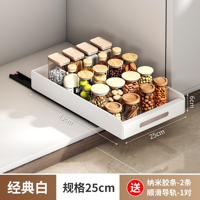 Cajón interior del gabinete estante de almacenamiento de la cocina almacenar canasta de extracción estratificado condimentar platos bandeja de platos caja de extracción tipo de almacenamiento