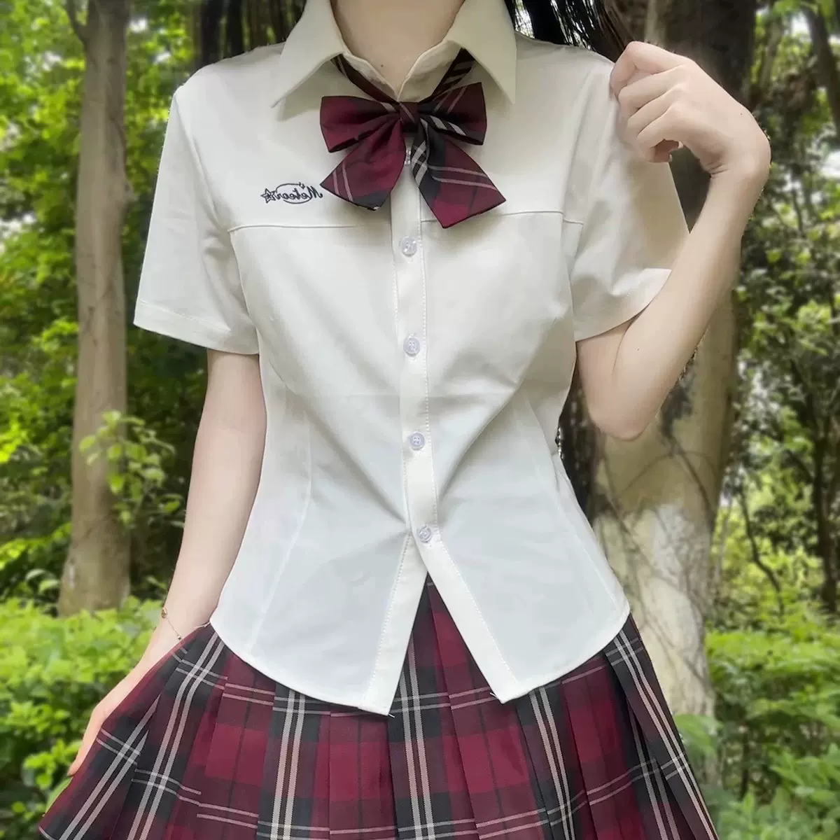 原创jk制服套装女学生校服纯欲风衬衫收腰显瘦JK衬衣百褶裙