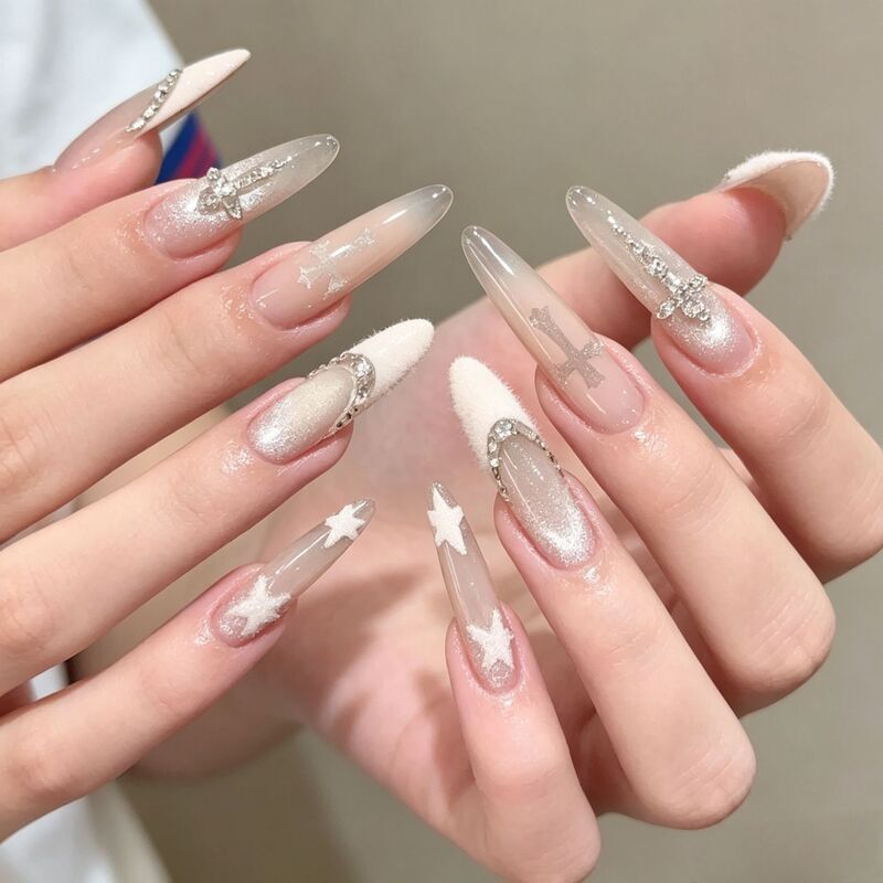 Purely Handmade Wearable Nails, Cat-Eye Nail Stickers That Enhance Whiteness, Sparkling Star Nail Pieces, Gradient Handmade Nails with a High-End Feel Purely Handmade Wearable Nails, Cat-Eye Nail Stickers That Enhance Whiteness, Sparkling Star Nail Pieces, Gradient Handmade Nails with a High-End Feel