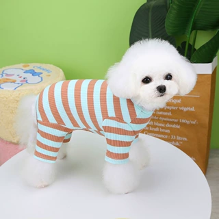 狗狗猫咪宠物衣服春夏薄小型犬泰迪博美服装睡衣23条纹四腿家居服