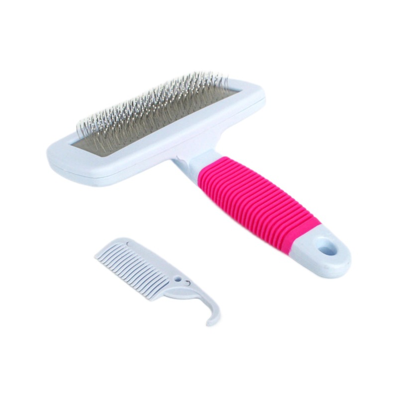 Pet peine cepillo de perro traje mango de goma de acero inoxidable airbag aguja peine de limpieza suministros de belleza al por mayor