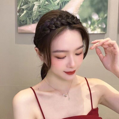 Hand-woven fishbone braid wig headband for lazy people high skull braid hairpin female toothed anti-slip hair headband