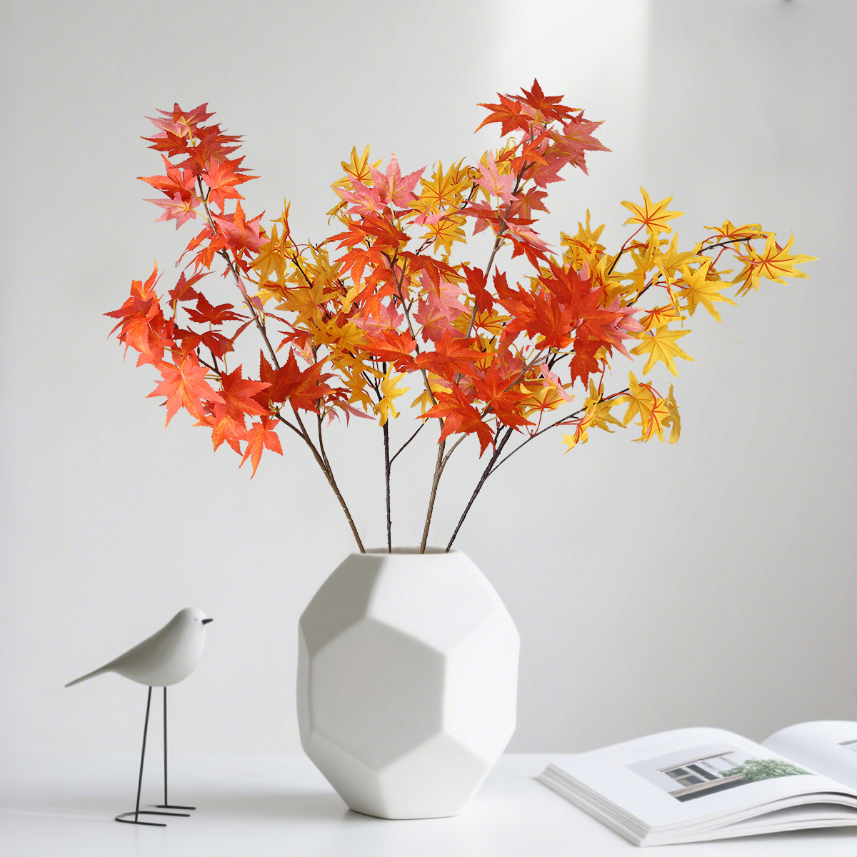 Halloween colgante de otoño imitación de hojas de arce Amazon Decoración de Acción de Gracias colgante de pared imitación de hojas de arce Halloween caña