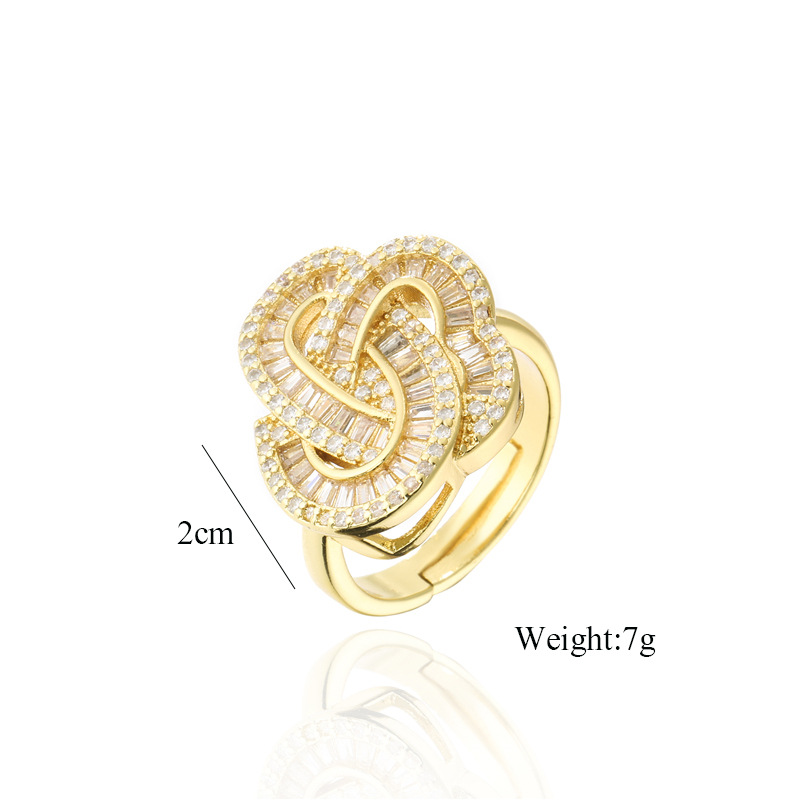 Aogu Cross-border Supply High Quality Copper Micro Inlaid Zircon Geometric Open Ring Female  Hot Spot display picture 1