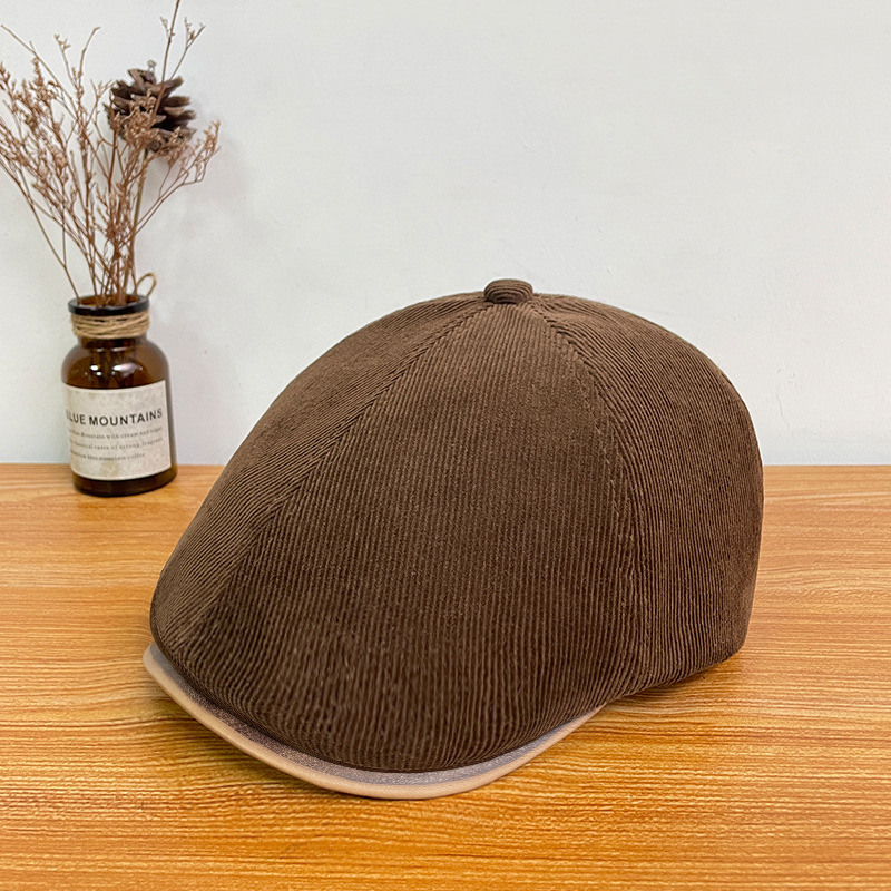 Boina inversa de primavera y otoño japonés retro color sólido rayas hacia adelante sombrero mostrando la cara pequeña pintora versátil sombrero de niño de periódico image 44