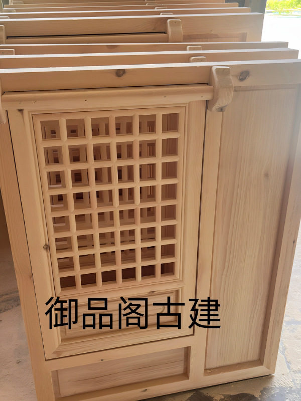 实木花格仿古门窗上翻中式窗户做旧推拉窗镂空传统复古风茶室