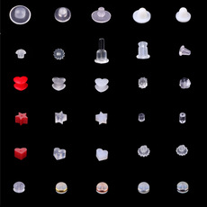 环保透明diy耳饰品配件耳帽耳钉后塞硅胶耳堵塑料胶塞厂家批发