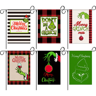 Innovative new Grinch decorative garden flag linen solid Garden flag durable cross-border dedicated flag