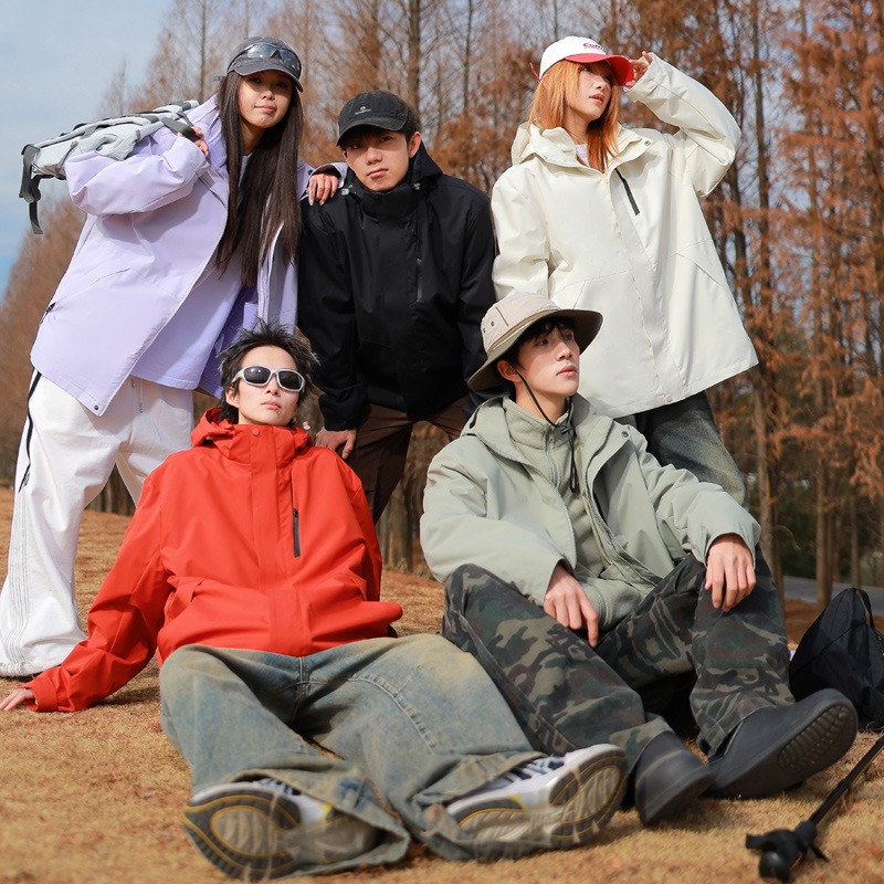 Wheat Yellow Jacket Three-In-One Detachable Mountain Climbing Waterproof and Windproof Outdoor Xizang Travel Mountaineering Jacket