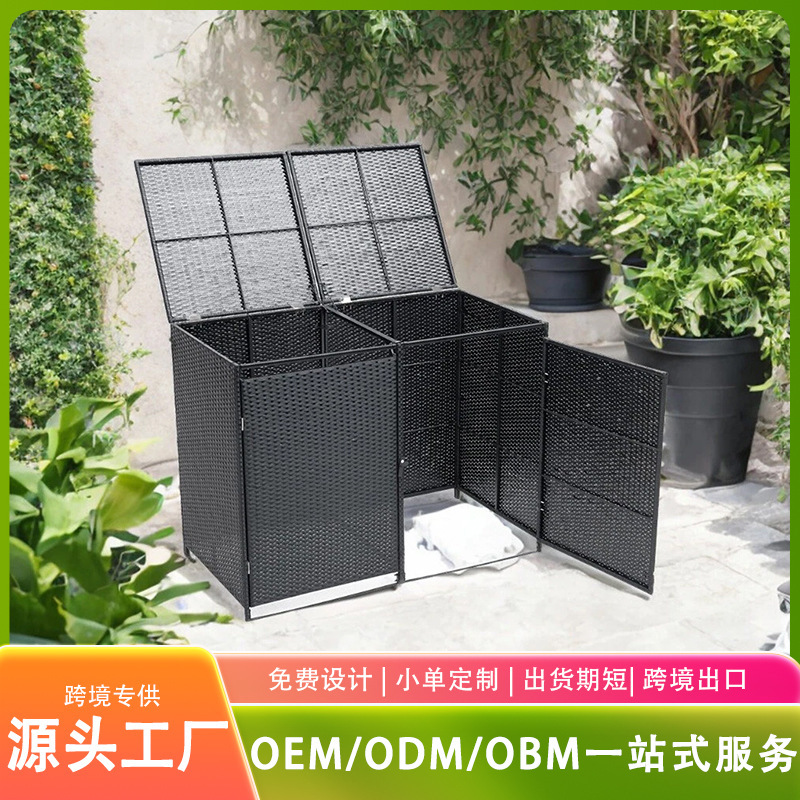 Rattan Courtyard Trash Can Fence Outdoor Trash Can Storage Box Rattan Trash Can Shed Storage Box