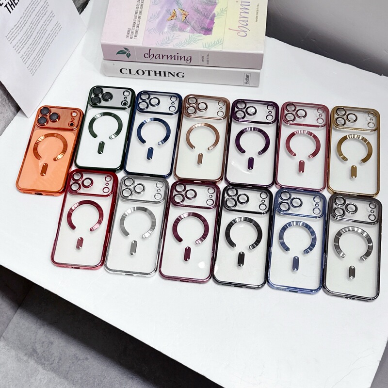Iphone18Promax Electroplated Mobile Phone Case with Magnetic Attraction Suitable for Apple 16/17Pro All-Inclusive Transparent Jacket 15