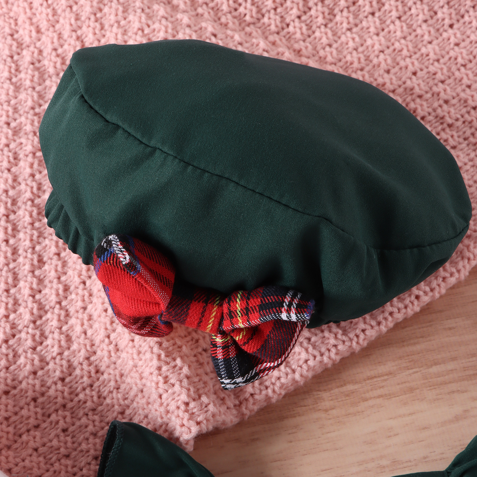 çocuk giyim Çocuk Kış Noel Dantel fiyonk ekose jartiyer etek Dantel çanta popo uzun kollu şapka kız bebek seti_voghion.com