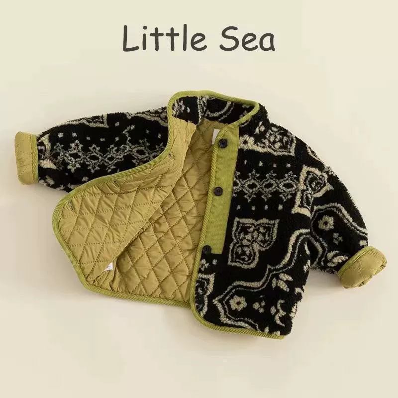 Верхняя одежда для мальчиков, осень и зима 2024, новая детская одежда, стеганые куртки, хлопковая верхняя одежда для девочек, хлопковая верхняя одежда из овечьей шерсти для малышей