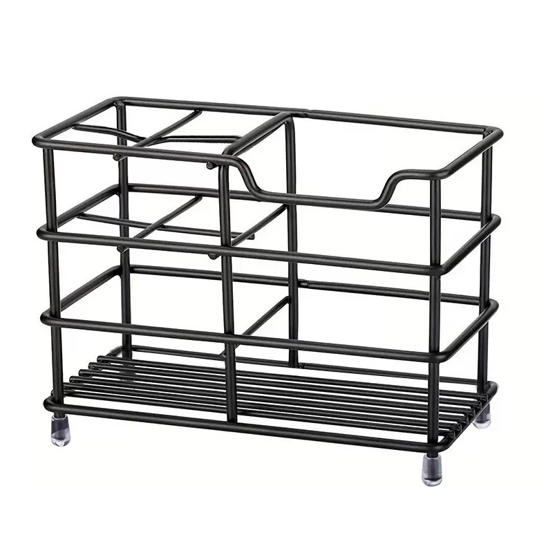 黑色四格牙刷架牙膏座免安装剃须刀收纳置物架浴室沥水牙刷置物架