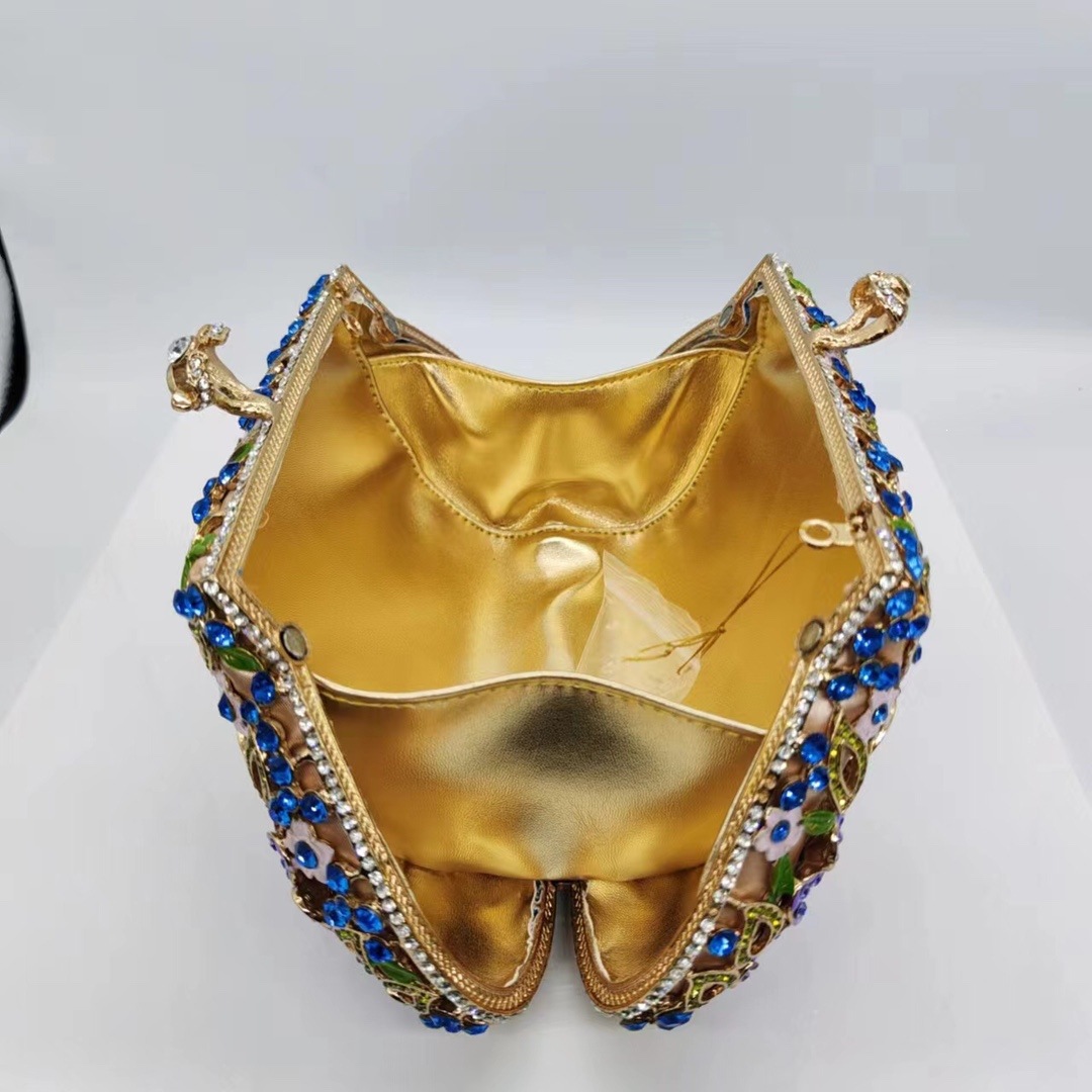 Nuevo cross-border goteo de aceite bolsas de cena de diamante esmalte flores bolsas de mano celebridades bolsas de banquete de mujeres bolsas de dama duro