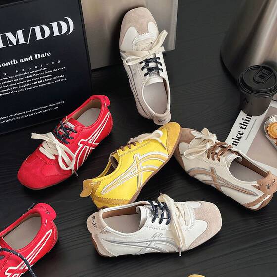 Genuine Leather Edition Su Yinyin's Same-style Love Comprehensive Girl's Color-matching Lace-up Low-top Casual sneaker Women's Decorated Shoes Forrest Gump Shoes