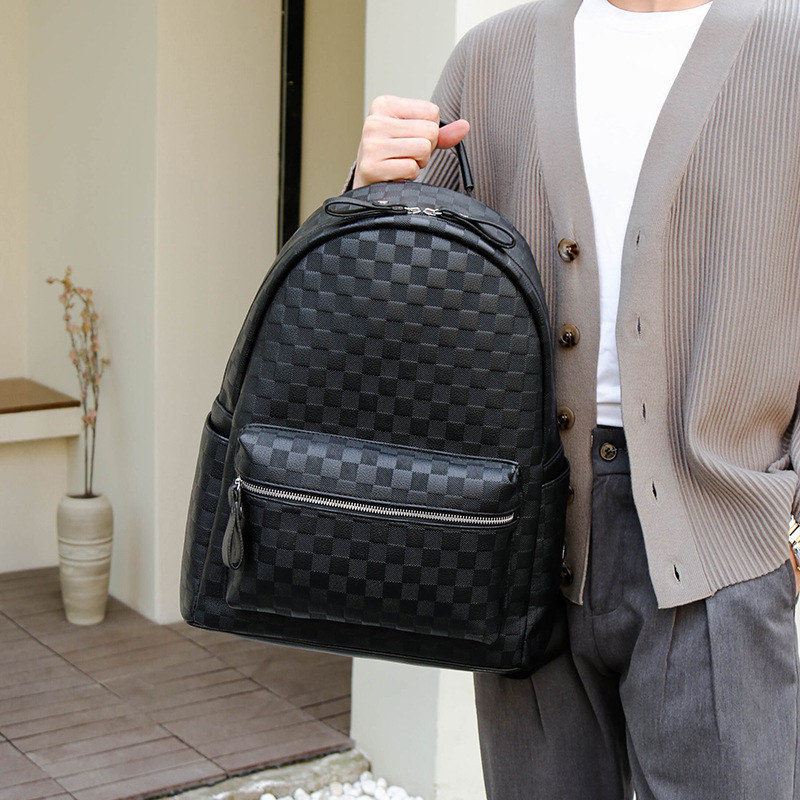 Backpack men's business computer bag large capacity fashion casual travel bag soft leather women's backpack College student schoolbag