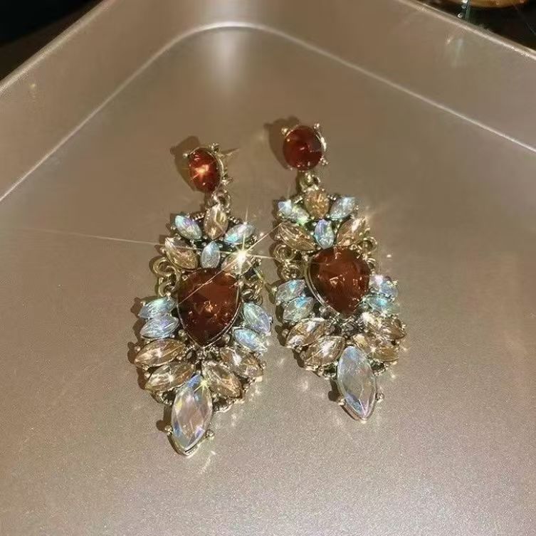 耳饰复古欧美重工民族风百搭水滴耳环女轻奢夸张气质长款耳钉轻奢