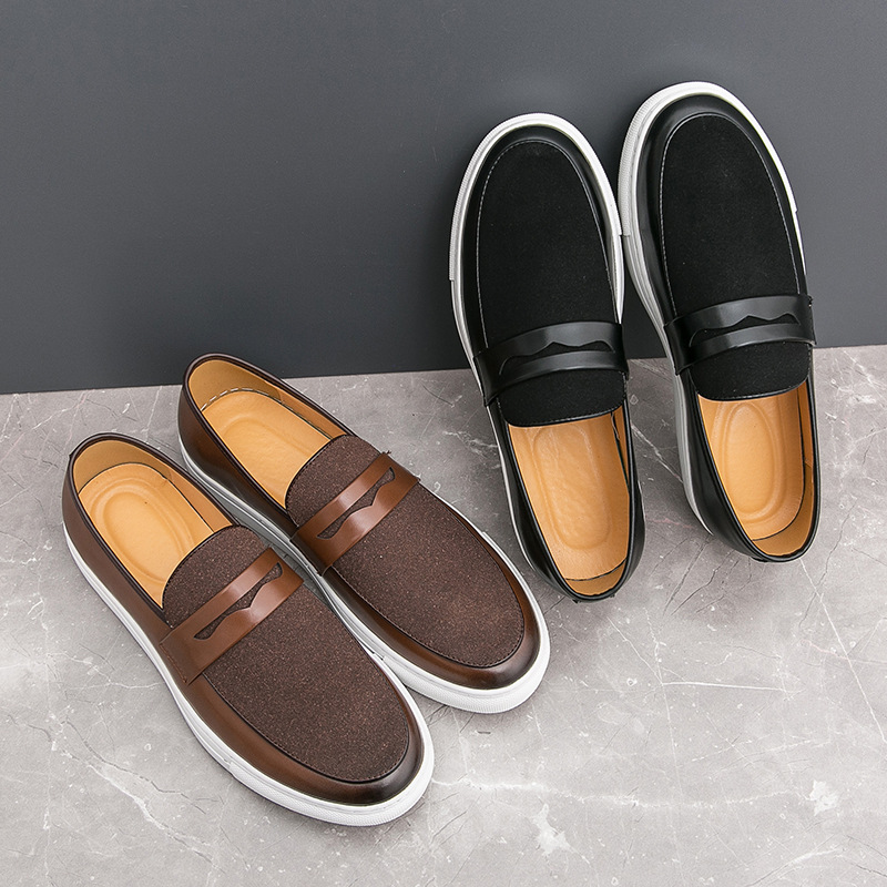 Zapatillas transfronterizas de talla grande, zapatos Lefu de un pie, zapatos casuales para hombres, zapatos de punta redonda, primavera y otoño 2025, nuevo estilo masculino, estilo británico