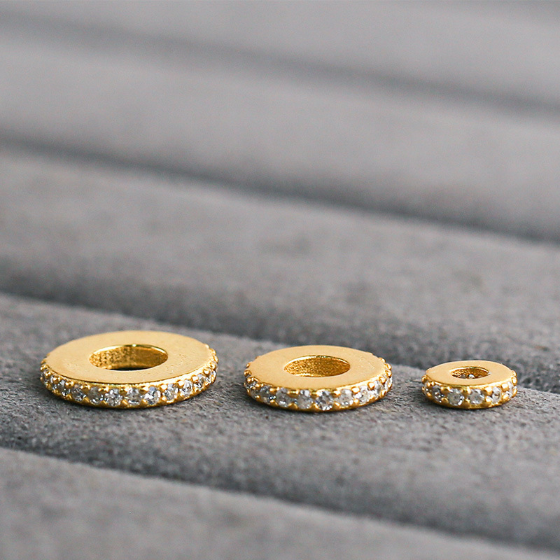 Inlaid zircon straight cut spacer S925 silver silver plated ancient gold diy pendant pendant accessories