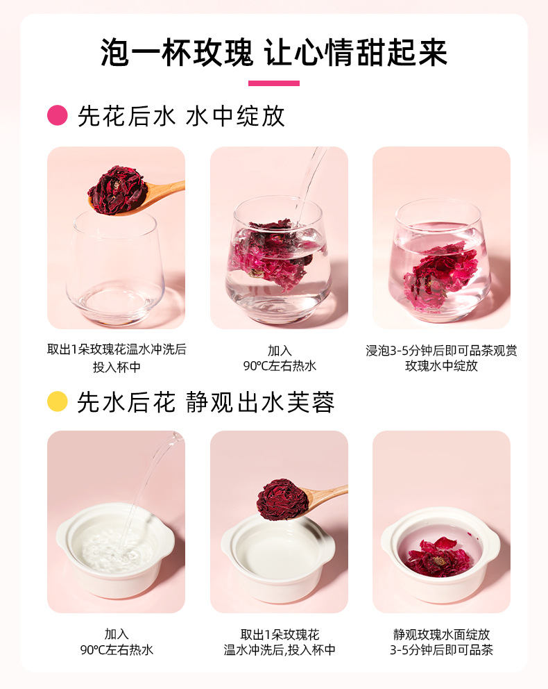 Mo Hong Rose Buds Dried Yunnan Red Rose Flower Tea 40g Jar First Flush in use