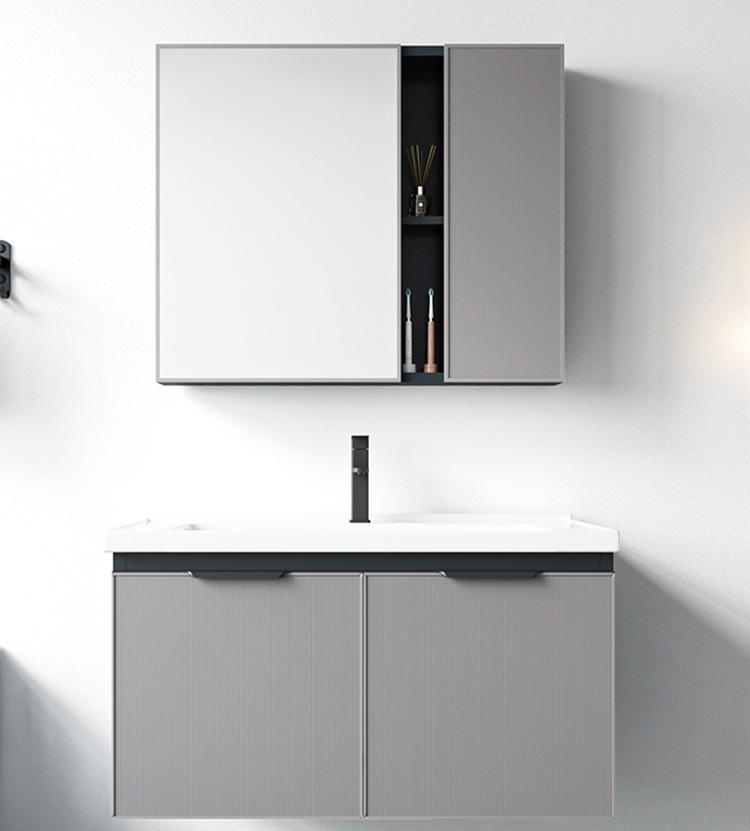 Espacio de aluminio lavabo de cerámica integrado lavabo gabinete combinación baño Baño gabinete hogar WC lavado Mesa