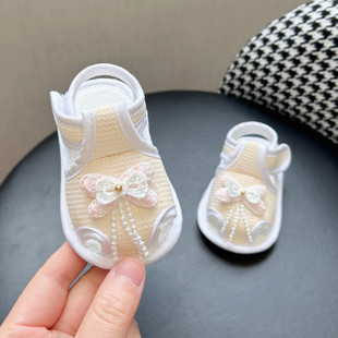 Summer Baby Cloth Shoes 0-1 Year Old Female Baby Soft-Soled Non-Slip Front Shoes Newborn Soft-Soled Non-Falling Shoes 6-12 Months