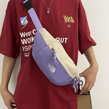 跨境外贸撞色腰包厂家批发韩系休闲字母宝宝胸包户外运动斜挎包潮