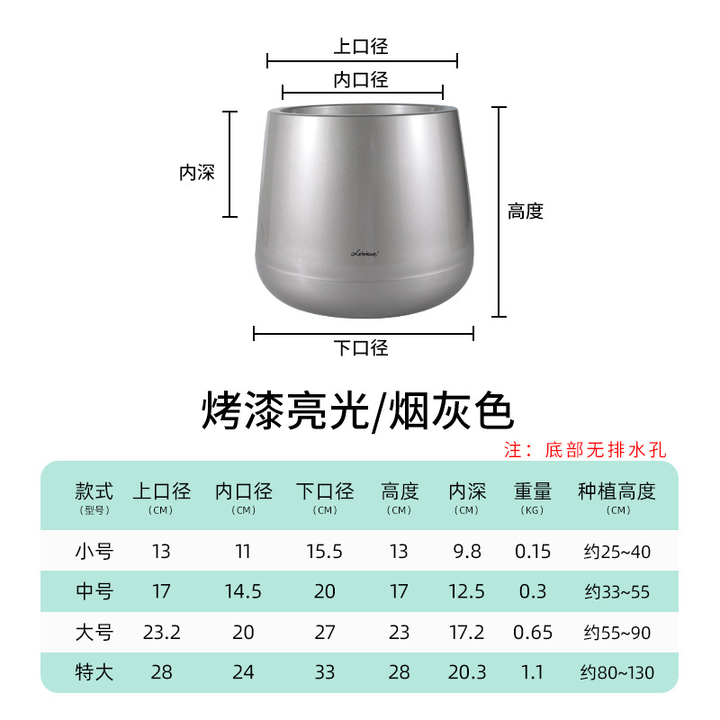 Macetas redondas Lai Zhixiu de gran diámetro, de alta gama y lujo ligero, macetas redondas de pie para sala de estar, venta al por mayor