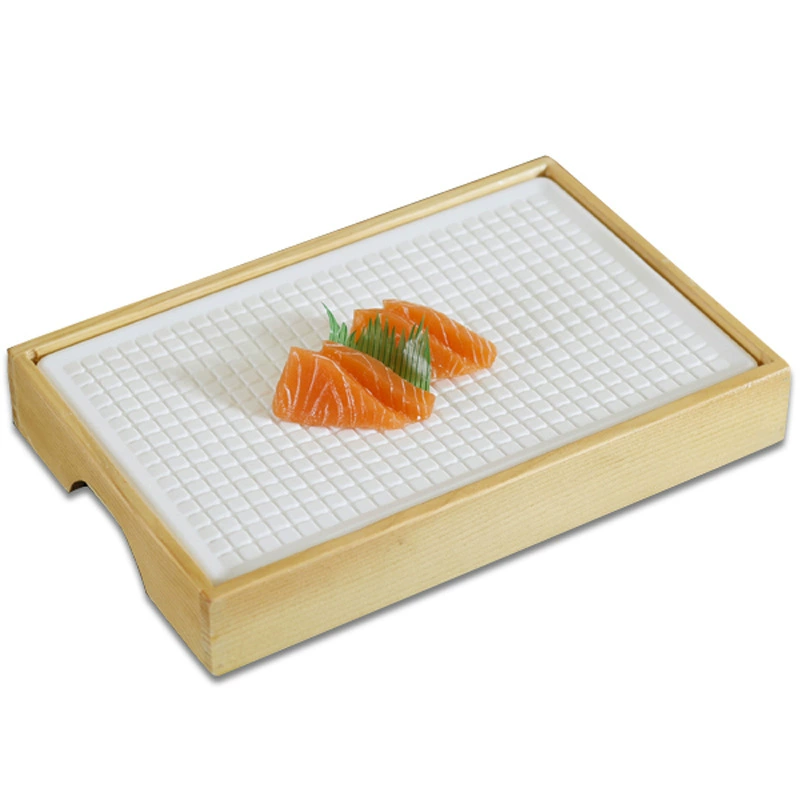 Low-temperature resistant rectangular sushi ice plate for sashimi, seafood serving dish, Japanese/Korean style cuisine container