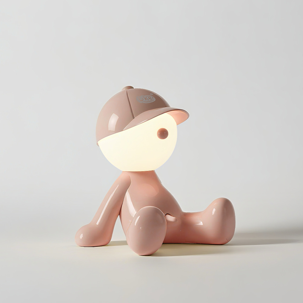 Lámpara de noche recargable con forma de sombrero, diseño de niño tímido sentado, para dormitorio, dormitorio universitario, lámpara de escritorio pequeña, regalo, adorno, luz nocturna divertida y peculiar