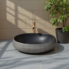 中式陶瓷洗手盆 景德镇高温陶瓷手工肌理面盆 中国风台上盆