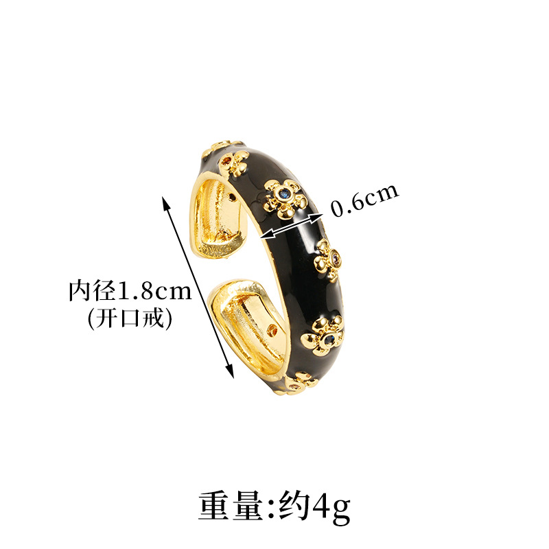 Nuevo anillo de oro de arena galvanizado de 18k anillo de flores de goteo de aceite de estilo europeo y americano lujoso durante mucho tiempo no se desvanece joyería transfronteriza